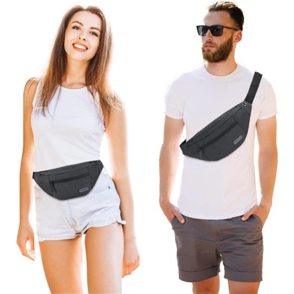 Large Crossbody Fanny Pack with 4-Zipper Pockets Enjoy Sports Workout - Picture 3 of 6